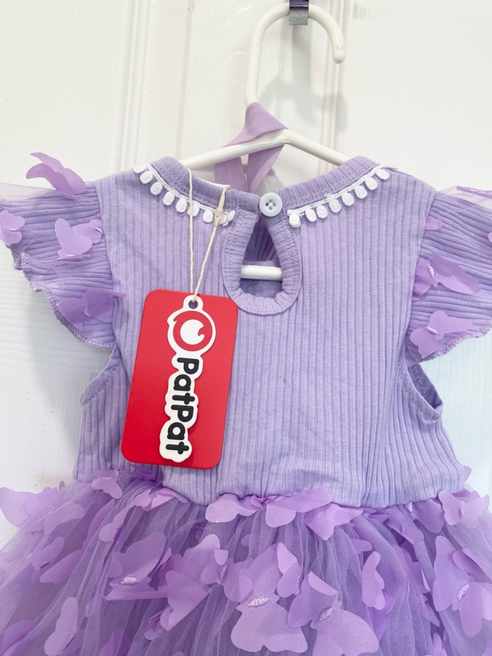 Baby Girl Lavender 3D Butterfly Tutu Romper Dress with Headband, Size 9-12M - Picture 9 of 11